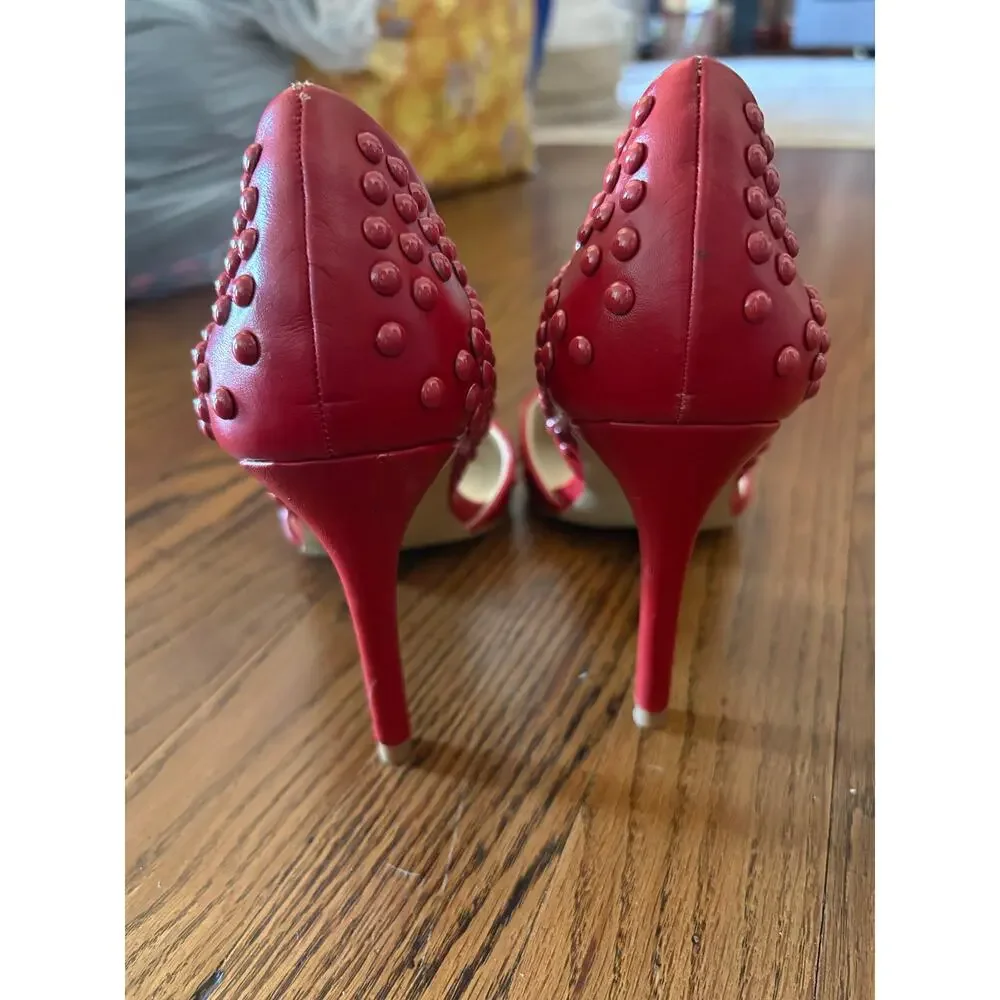 French Connection Red Women's Forever Studded Two-Piece Pumps NWOT